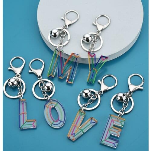 NEW DIY A-Z Letters key Chain Tassel English Lettler Keychain Women Car Key Ring Simple Letter Name Key Ring Gift Jewelry K4225
