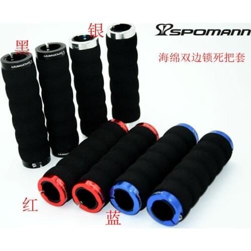 Newest SPOMANN bike handlebar doubling alloy lock grip bicycle handlebar sponge grips end plugs MTB lightest parts