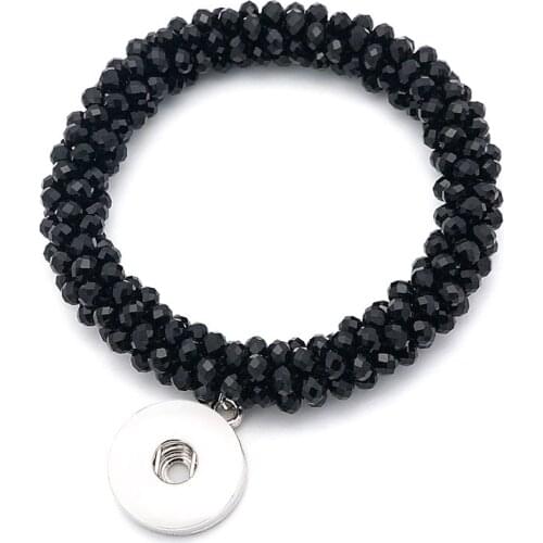 New Beauty little beads elastic snap bracelets fit 18mm snap buttons snap jewelry wholesale AB0064