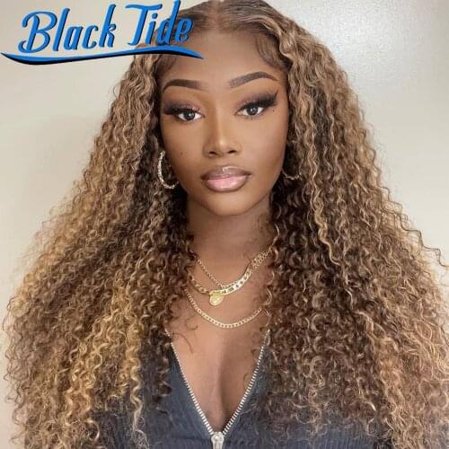 Curly Lace Front wig 200% Highlight Wig Human Hair Remy 13x4 Transparent Lace Wigs 30 Inch Curly Lace Front Human Hair Wigs