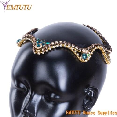 Le Corsaire Professional Ballet Headpiece Ballet Tiara Green Golden Balck Ballet Headwear Women Girls YAPG Performance Headdress