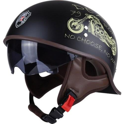 Retro Motorcycle Helmet Half Face Classic Motorcycle Half Helmet Vintage Chopper Biker Pilot Helmet DOT Certification