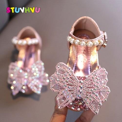 Girls Sandals Sequin Lace Butterfly Kids Shoes Girls Princess Casual Shoes 2021 New Party Wedding Dance Childrens Single Shoes