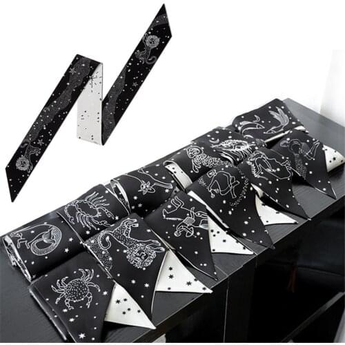 12 Constellations Tarot Series Scarf Brand Design Silk Scarf Women 2021 Fashion Headband Luxury Small Tie Bind Wrap Bag Ribbons