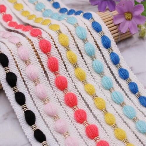 Wool ribbon lace 1Yard Solid Color Wool Ball Lace Ribbon DIY Handmade Materials For Decor Craft Gift Wrap