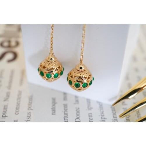 SX412 Solid 18k Gold Nature 0.68ct Green Emerald Earrings for Women Fine Jewelry Birthday Presents