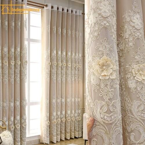 Turkish Embroidered Embossed Curtains Customized Finished Shading Curtains for Living Dining Room Bedroom