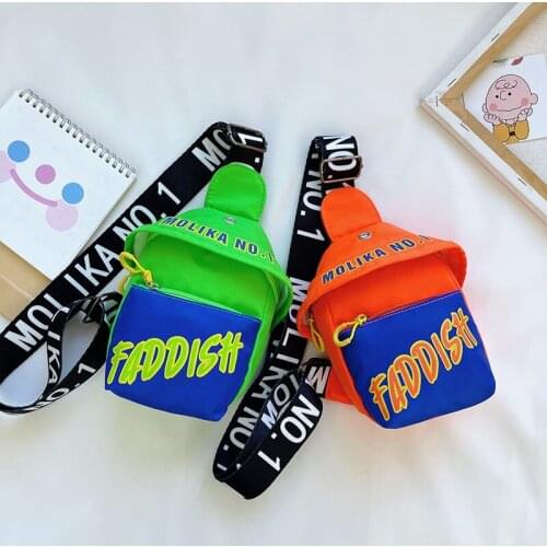 Outdoor travel backpack trend childrens school bag boy messenger fashion cool letter chest bag handsome baby waist bag