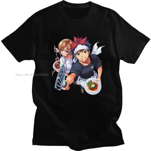 Unique Male Shokugeki No Soma T-Shirt Short Sleeve O-neck Cotton Tshirt Food Wars Japanese Anime Manga Tees Shirt Clothing Gift