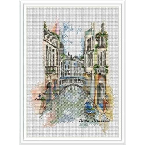 Venice Canal Counted Cross Stitch 11CT 14CT 18CT Cross Stitch Kits Embroidery Needlework Sets
