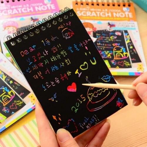 Y031 Creative Color Diy Coil Scratch Picture Childrens Graffiti Sketch Book Scratch Painting Picture Green/blue/pink/Orange
