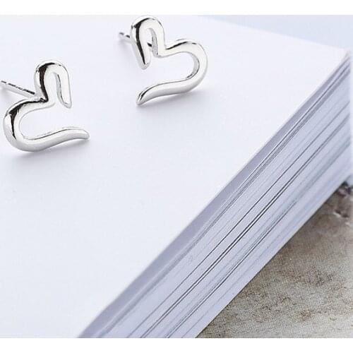 Real 925 Sterling Silver Jewelry For Women Elegant Heart Earrings Small Stud Earring For Girls Charms Jewelry Gifts Wholesale