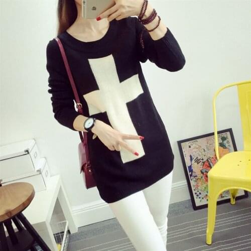 Casual Sweater 2021 Long Sleeve Loose Round Collar Print Autumn Winter Knit Hot Sell Women Sweter Sweaters Vestidos LXJ653