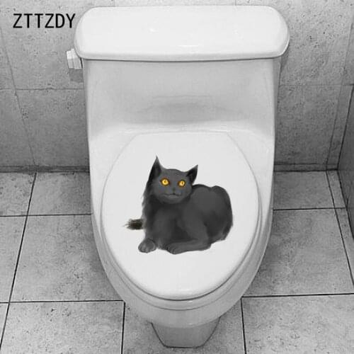 ZTTZDY 21.5*18.7CM Pet Cat Living Room Home Decor Toilet Decal Wall Sticker T3-0375