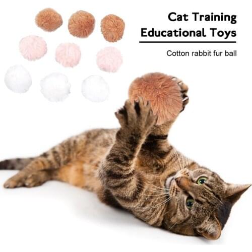 1pc Cotton Rabbit Fur Ball Cat Training Educational Toy Color Grinding Claw Filled Cotton Rabbit Fur Cat Dog Toy Pet Supplies
