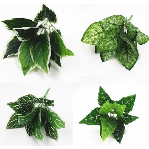 1PC Home Garden Decoration Artificial Plastic Large leaf Fern Plant Fake Flower Wedding Flower Arrangement Home Decoration