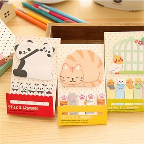 1Pcs Cat Panda Cute Sticky Notes Memo Pad School Supplies Planner Stickers Paper Bookmarks Korean Stationery