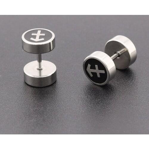 1Pcs The Latest Korean Version of Fashion Titanium Steel Round Cake 12 Star Ear Nails Fashion Personality Anti-allergic