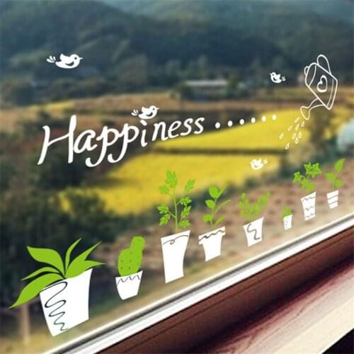1PCS Green Bedroom Window Glass Decorative Wall Stickers For Home Furnishing Removable Decorative Stickers