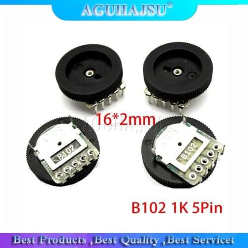 10pcs Double Gear tuning potentiometer B102 1K 5Pin 16*2mm Dial Potentiometer