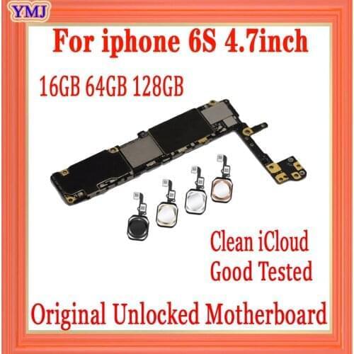 100% Original Unlocked Motherboard for iPhone 6S 4.7'' Free iCloud logic board With/Without Touch ID16GB 32GB 64GB,Good Tested