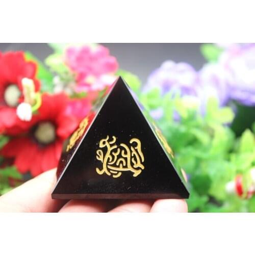 159 grams of natural quartz crystal black stone Pyramid point healing