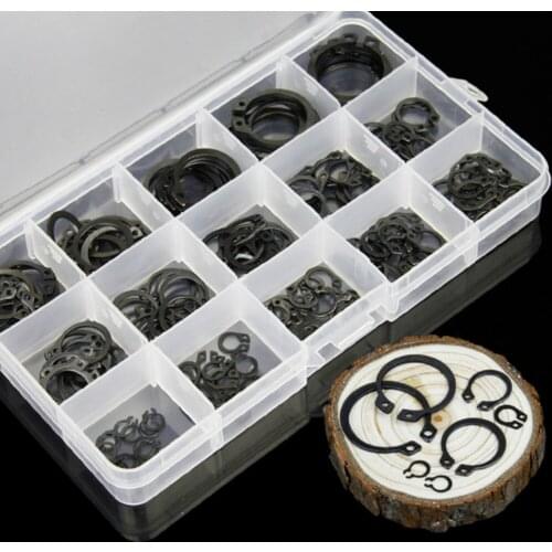 175pcs Holes Shaft Collar Washer GB894 Circlip Set External/Internal Retaining E-type Lock Snap Retaining Ring Assortment Set