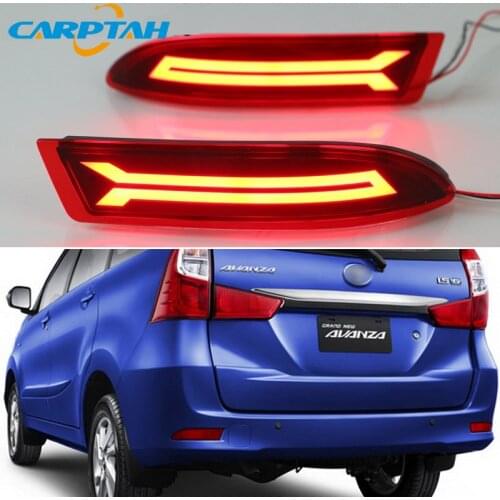 2PCS For Toyota Avanza 2015 2016 2017 2-in-1 Functions 12V Car LED Rear Fog Lamp Bumper Light Auto Brake Light Reflector