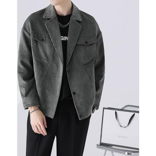 2021 Brand clothing Male high quality corduroy Jacket/Mens Slim Fit Fashion Short Coats Casual Corduroy Blazer Plus size S-3XL