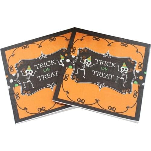 33*33cm 20pcs/lot Happy Halloween Colorful Printed Paper Napkins Halloween Party Decoration Bar Decoration
