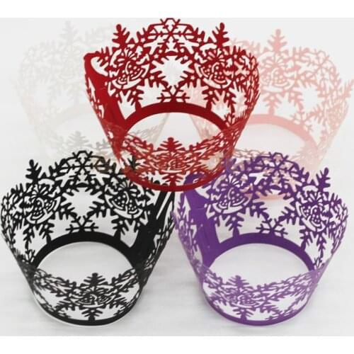 50x Hollow Xmas Theme Cup Muffin Cake Paper Case Holder Cupcake Wrapper for Party Decor