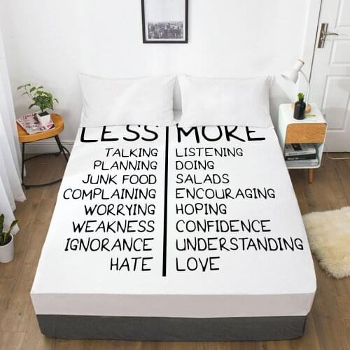 White Letter Fitted Sheets Mattress Cover With Elastic Band 3D Bed Sheet Linens 200x220 135x200 Bed Sheet Customize size/design