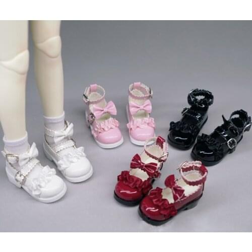 BJD Doll Boots suitable for 1/3 1/4 MSD SIZE playful cute lace bow shoes black and white pink red multi-color doll accessories