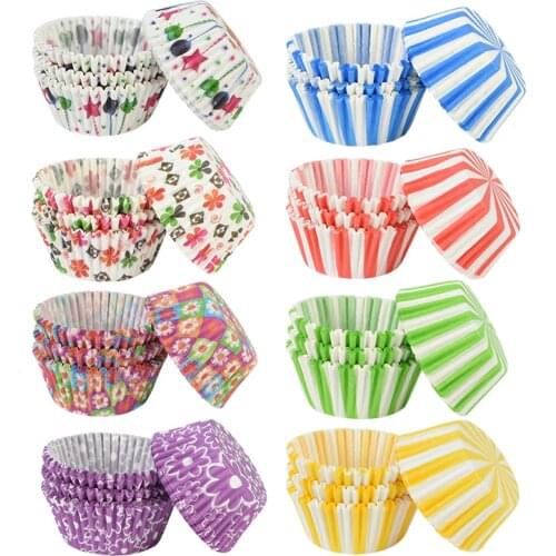 100Pcs Rainbow Stripe Printed Cupcake Paper Cup Muffin Cases Cup Kitchen Accessories Cake Baking Decoration Tools