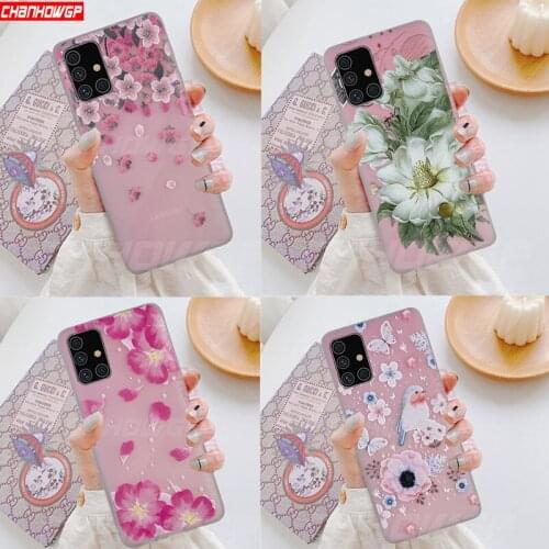 Soft Flower Phone Case For Samsung Galaxy A21S A51 A71 A01 A11 A31 A41 M11 A515 A715A 51 71 5G Matte Transparent Silicone Cover