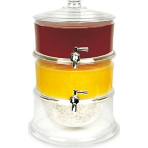 2 Layers Drinking Juice Dispenser with Separate Water Tank 2 Taps Juice Cold Drink Beverage Dispenser Lemonade Cooler Holder