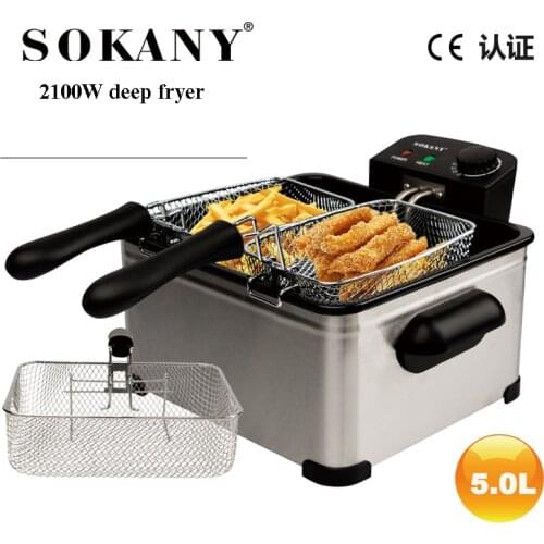 Electric Deep Fryer French Fries Machine oven fried Chicken Wings pot 5L kitchen Frying Constant temperature barbecue 2 Tanks