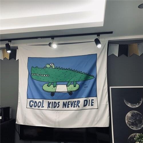 Tapestry Polyester crocodile cartoon tapestry crocodile cool kids never die tapestrycurtain tapestrywallhanging tapestry