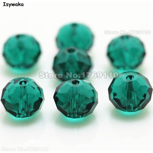 Isywaka Blue Green Color 8*10mm 70pcs Rondelle Austria faceted Crystal Glass Beads Loose Spacer Round Beads for Jewelry Making