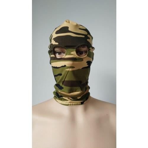Camouflage camo green Adult unisex Zentai Costumes Party Accessories Halloween Masks Cosplay Lycra Mask open eyes mouth