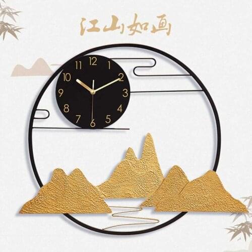 Chinese Large Metal Wall Clock Living Room Creative Kitchen Clocks Wall Silent Iron Clock Reloj De Pared Home Decoration ZB5WC