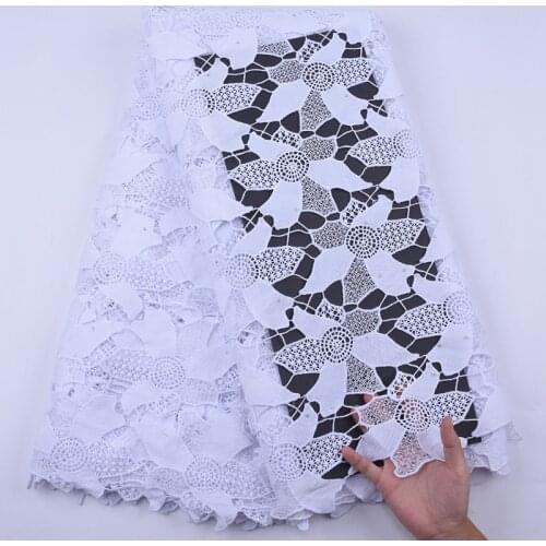 African Cord Lace Fabric 2020 High Quality Guipure Cord Nigerian Water Soluble Lace Fabric French Net Lace with Stone for Dress