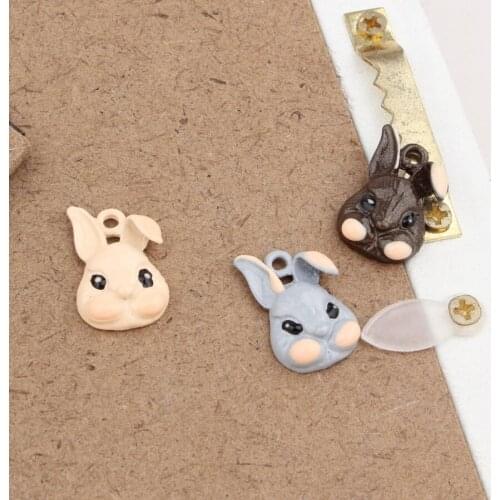 Newest 12*21MM Enamel Alloy Charms 20PCs Drop Oil Metal Kawaii Animal Rabbit Head Charm Pendant Fit Bracelet Necklaces
