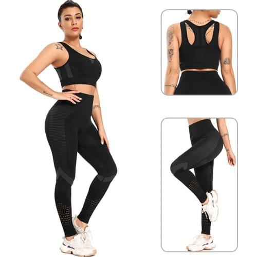 New seamless yoga set clothing women gym wear sportswear yoga pantalones leggings set leggins mujer 2 peice set women crop top