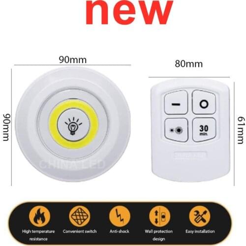 NEW LED 3W Wardrobe Light Adjustable Remote Control Push Button Showcase Lamp For Stairs Kitchen Bathroom Wardrobe Night Light
