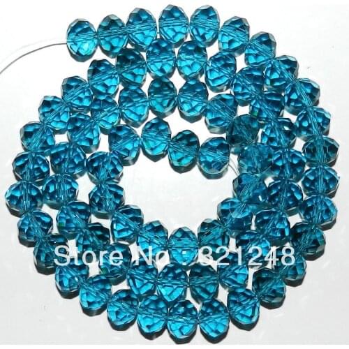 Wholesale 70pcs dark teal blue glass 8x10mm rondelle abacus faceted crystal loose spacers accessories beads diy jewelry MY2275