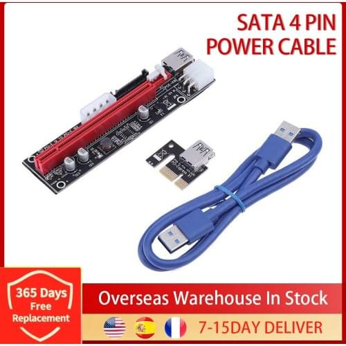 PCI-E 1X to 16X Riser Extender Card SATA 15PIN 4Pin 6Pin Power PCI Express Adapter for External Graphics Card BTC Miner Mining