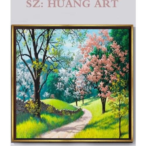 Landscape safflower small red red forest tree knife road of modern landscape oil painting decorated hall dining room of the hea