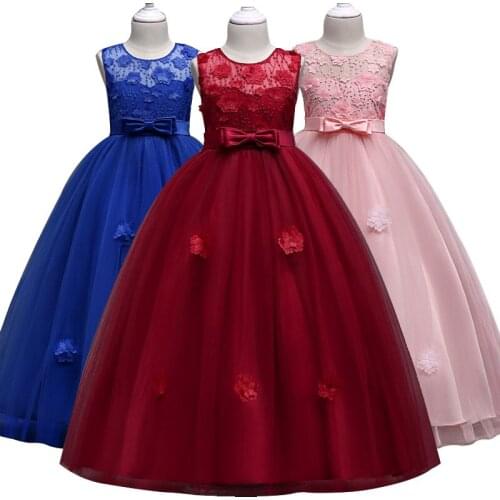 Girl dress flower bow sleeveless dress princess dress catwalk show dress wedding dress birthday party dress childrens clothing