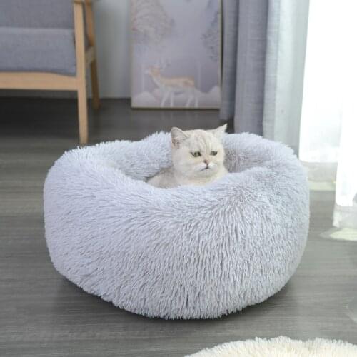 Plush pet bed Keep warm Round Cat bed Dog bed Super soft Lightweight easy to carry Pet supplies